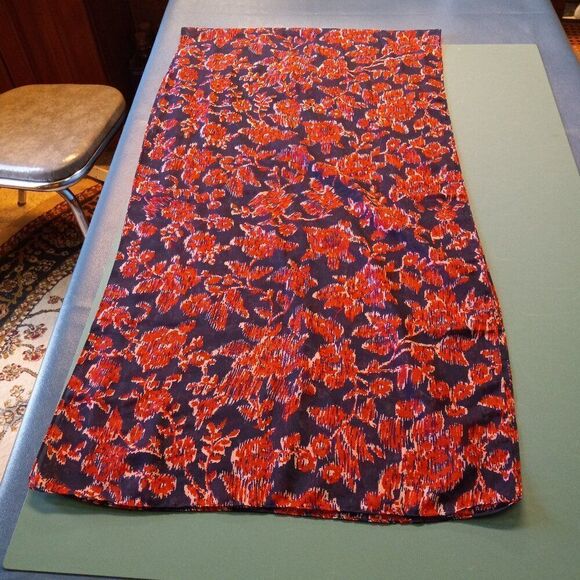 Blue/Red Floral Lightweight/Sheer 72 X 19 Scarf Cottagecore Grandmacore - Picture 1 of 6